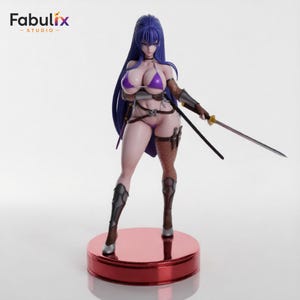 Akiyama Rinko anime resin STL model for 3D printing with SFW and NSFW collectible statue versions and katana design