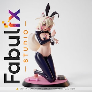 Anime Bunny Girl STL File, Cute Waifu 3D Print Model, Resin Statue Figure, Garage Kit Collectible, Digital Download
