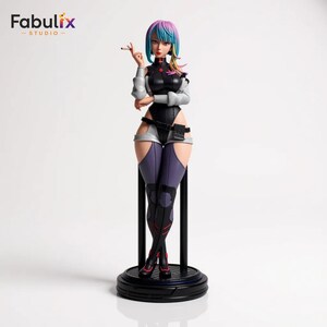 Three quarter view of Lucy STL file for 3D printing showing anime figure details and high quality resin collectible sculpt