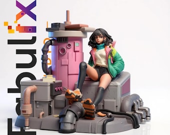 Yanahri STL-Datei, Anime Sci Fi Girl Figur für 3D-Druck, 200 mm Harz-Statue, nicht unterstützt, digitaler Download