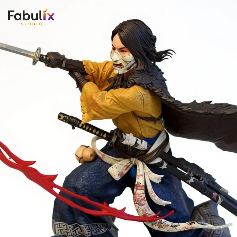 Ghost of Yotei action pose statue for resin printing