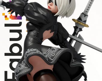 2B STL-bestand, NieR Automata Anime Girl-figuur voor 3D-printen, 178 mm harsbeeldje, niet ondersteund, digitale download
