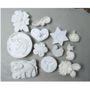 ceramic stamps - texture stamps -soap stamp -pottery stamps -  One time grab bag of  ( 12 )  bisque stamps -  ( 285 )