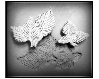 Handcarved Stamp, Pattern Tool, Stamps for Clay, Pottery Supplies ,set of 2 leaves      (130)
