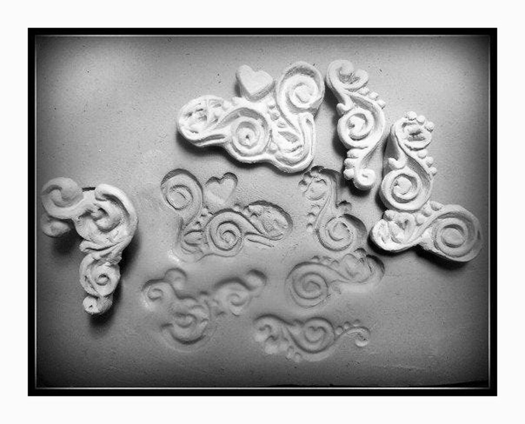 Hand Carved Bisque Clay Stamps for Stoneware Clay, Polymer Clay, Metal