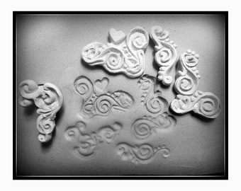 Hand carved Bisque Clay Stamps for stoneware clay, polymer clay, metal clay, and crafts. - #  126