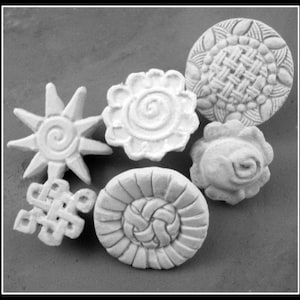 pattern tool - Bisque clay stamps crafting stamps # 309 pottery stamps set of 4 new patterned stamps