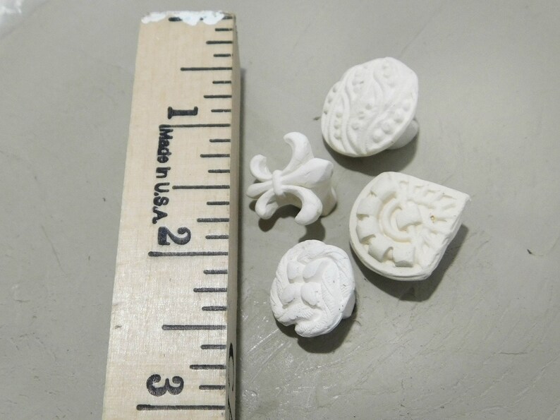 pattern tool - Bisque clay stamps crafting stamps # 309 pottery stamps set of 4 new patterned stamps