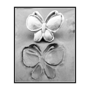 Handcarved  bisque stamp, Butterfly,   for stamping on stoneware clay, polymer clay, metal clay, crafts, and fondant foods ( 66 )