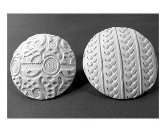 Okrągły stempel ceramiczny - Urządzenie do tworzenia wzorów do rękodzieła - Ręcznie robione stemple biskwitowe (ilość 2) Stemple gliniane, stemple ceramiczne.- 1
