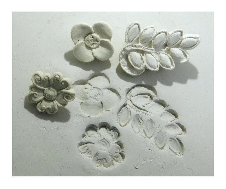 Stamps for Clay, flowers leaf stamp Unique Textures pattern, Handmade Ceramic Clay Stamp Pottery, polymer clay, metal clay, soap 254 image 3