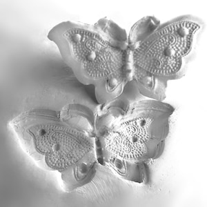 Hand carved bisque stamp, Butterfly Stamp, for stamping on stoneware clay, polymer clay, metal clay, crafts, and fondant foods ( 384)