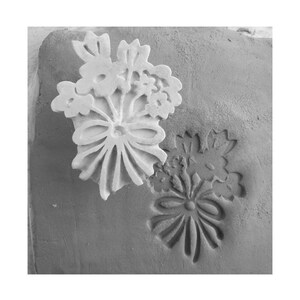 stamps for pottery -Hand carved  bisque stamp, Flower stamp, polymer clay stamp -texture embosser clay stamp- craft tool  - #  381
