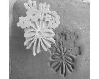 stamps for pottery -Hand carved  bisque stamp, Flower stamp, polymer clay stamp -texture embosser clay stamp- craft tool  - #  381