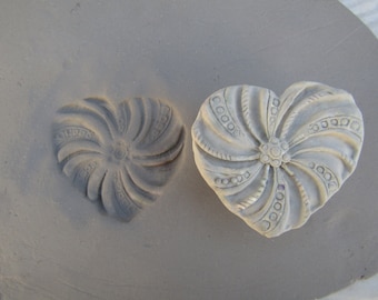 Bisque heart Stamps, clay tools -  Pattern Tool , Handmade Stamp, ceramic stamp, clay stamps -   (  419  )