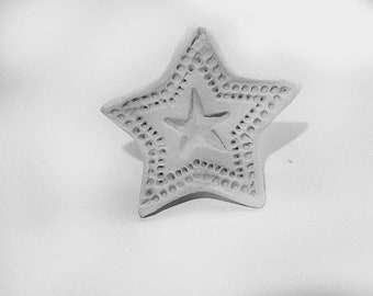 Bisque Clay Stamp,  Large Star  for stamping on stoneware clay, polymer clay, metal clay, crafts, and fondart foods ( 87 )