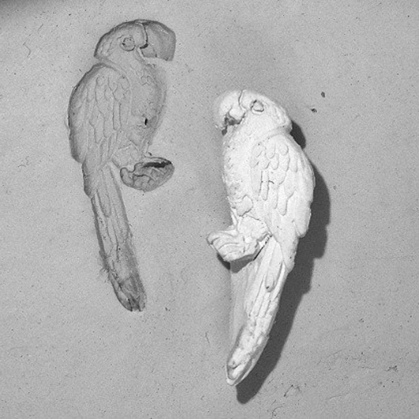 bisque stamps -parrot bird stamp -ceramic stamps -clay stamps -pottery tools -metal stamps -soap stamps - wing stamp - heart stamp - # 322
