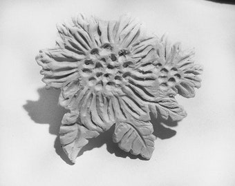 bisque Clay stamps, Flower and Leaves  for stamping on stoneware clay, polymer clay, metal clay, crafts  - #  163