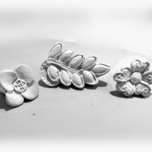Stamps for Clay, flowers leaf stamp - Unique Textures pattern, Handmade Ceramic Clay Stamp - Pottery, polymer clay, metal clay, soap  # 254