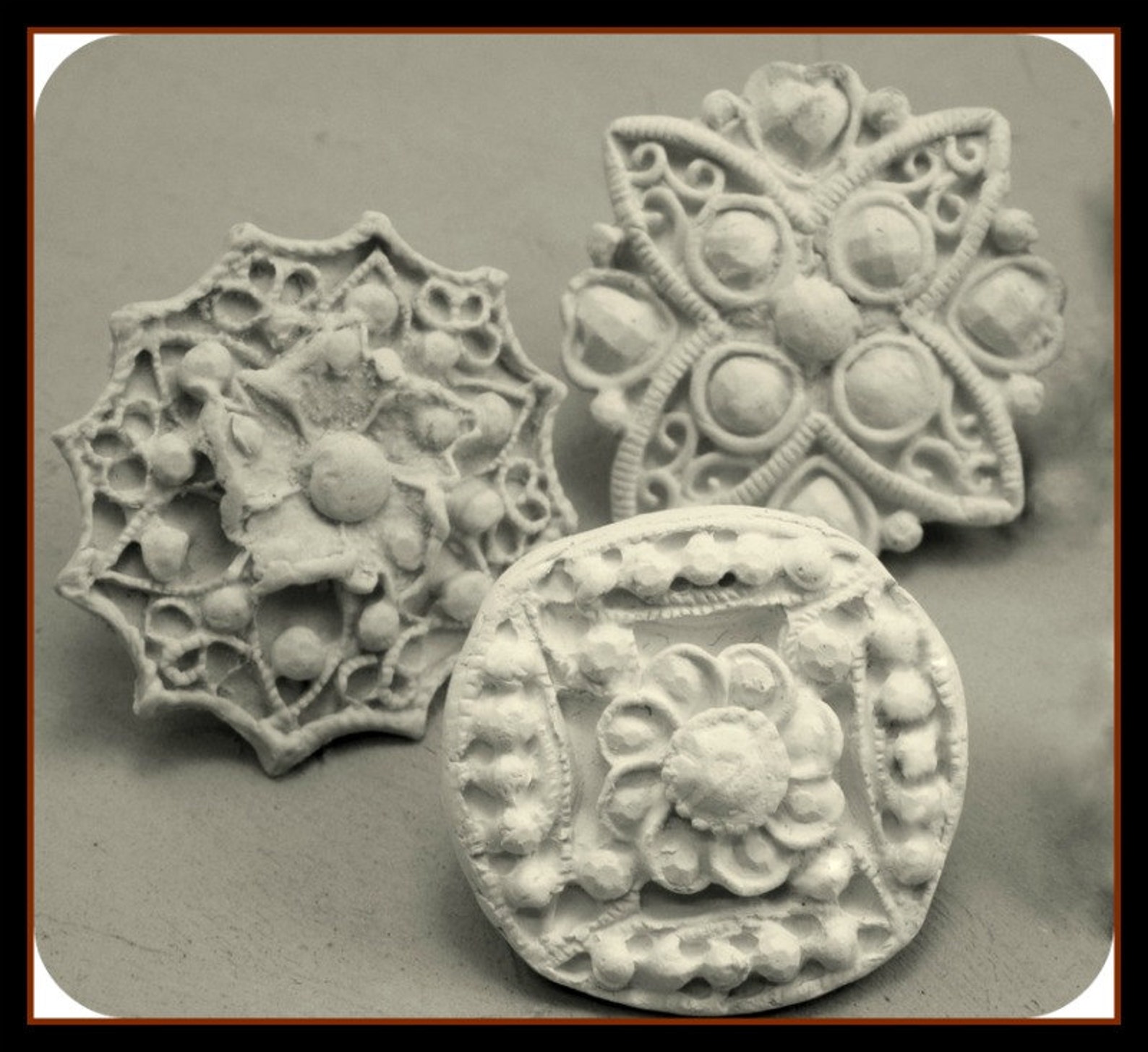 Bisque Clay Stamps, Pattern Tools, Pottery Supplies, Set of 6 Patterned