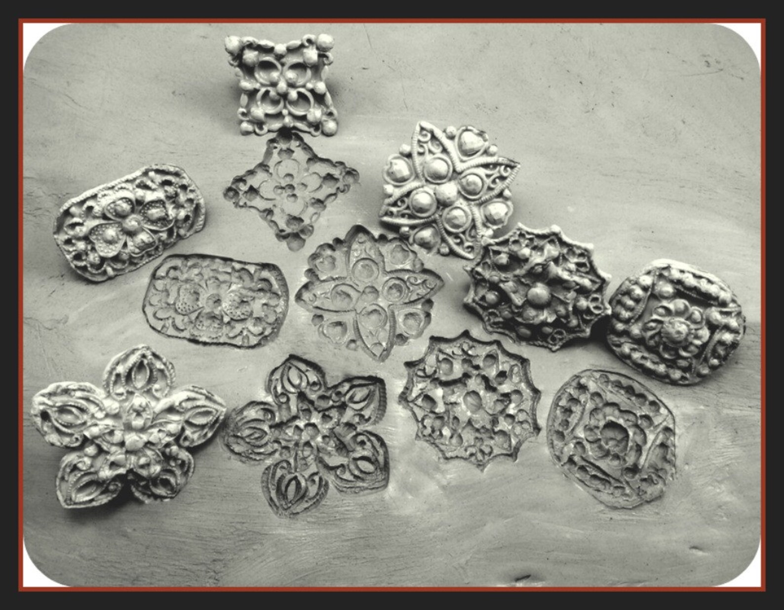 Bisque Clay Stamps, Pattern Tools, Pottery Supplies, Set of 6 Patterned