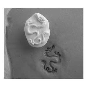 Clay Dragon Stamp, Pottery Stamp -Texture Tool -bisque stoneware clay, Crafting stamp tool