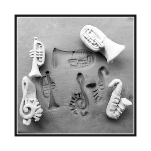 Handmade Stamps, Ceramic stamps, Pottery Supplies, Stoneware Stamps, Set of 4 musical  Stamps  - #  106