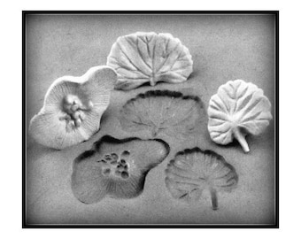 3er-Set (Ginkco) Blatt, Blume Bisque Stempel zum Stempeln auf Steinzeug Ton, Polymer Clay, Metall Clay, Kunsthandwerk - #32