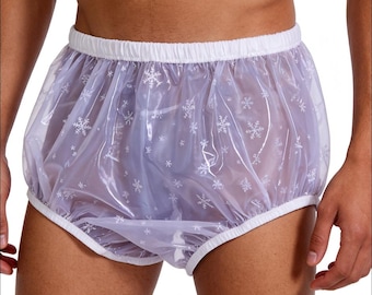 Couche-culotte transparente pour adulte réutilisable en PVC, taille haute, caleçon imperméable, impression de couche-culotte en plastique