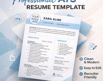 Professional ATS Resume Template 2026 | Customizable CV Template | Editable for MS Word
