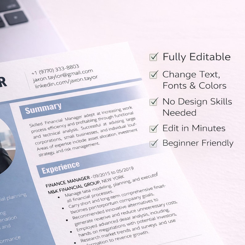 Clean Modern Resume Template 2026 | ATS Friendly CV for MS Word | Fully ...