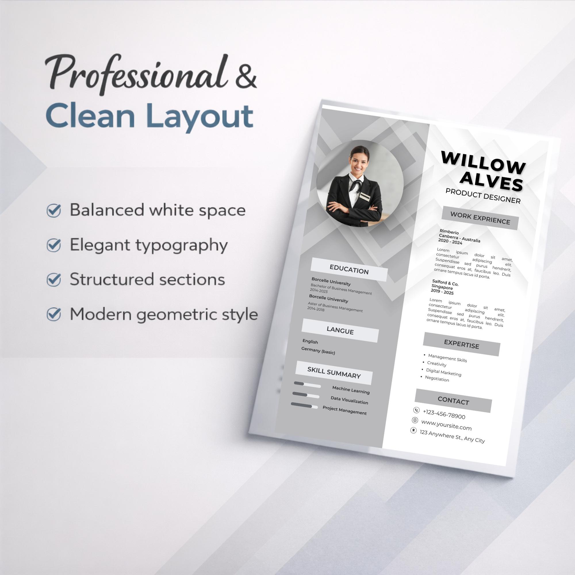 Modern Resume Template | Canva Editable CV | ATS Friendly Professional ...