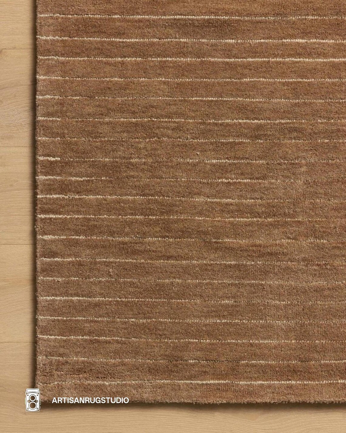 Hand Tufted Wool Rug | Japandi Minimalist Brown Striped Area Rug ...