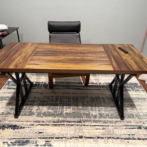70.8 Inch Executive Office Desk Wooden Computer Table Mid Century Modern Workstation