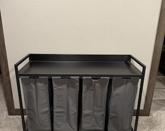Laundry Hamper with Shelf 4 Section Sorter with Wheels Removable Bags Metal Frame Storage