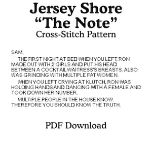 Jersey Shore “The Note” Cross-Stitch Pattern