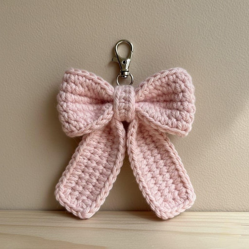 Simple Crochet Ribbon Keychain Crochet Ribbon Bow Keychain Pattern | Easy Amigurumi (PDF) - Etsy