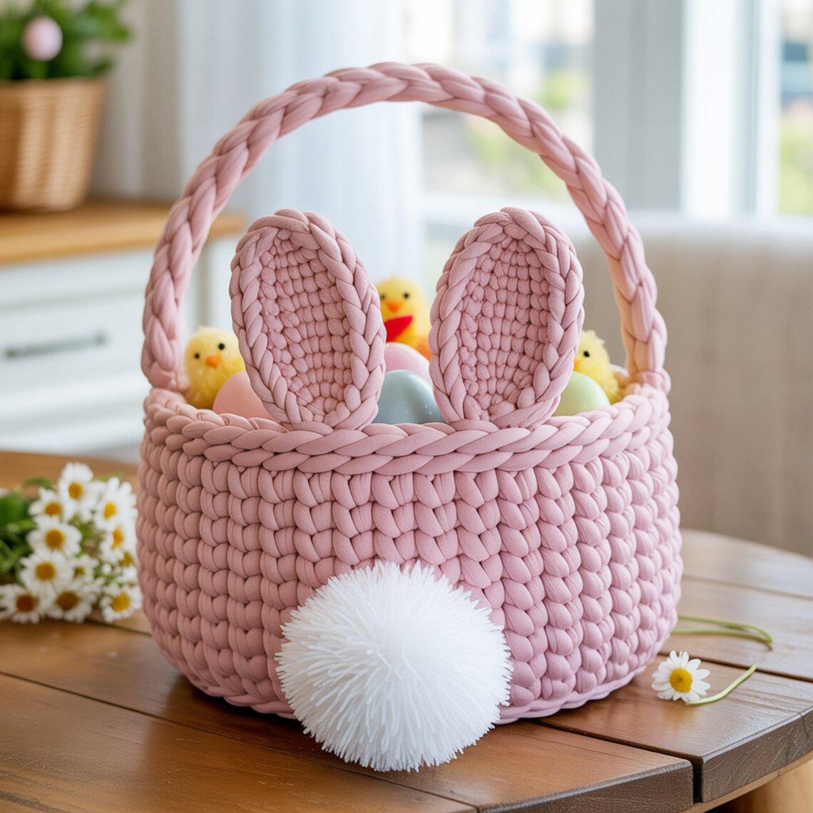 Crochet Easter Bunny Basket Pattern | Chunky Yarn | Easy Beginner ...