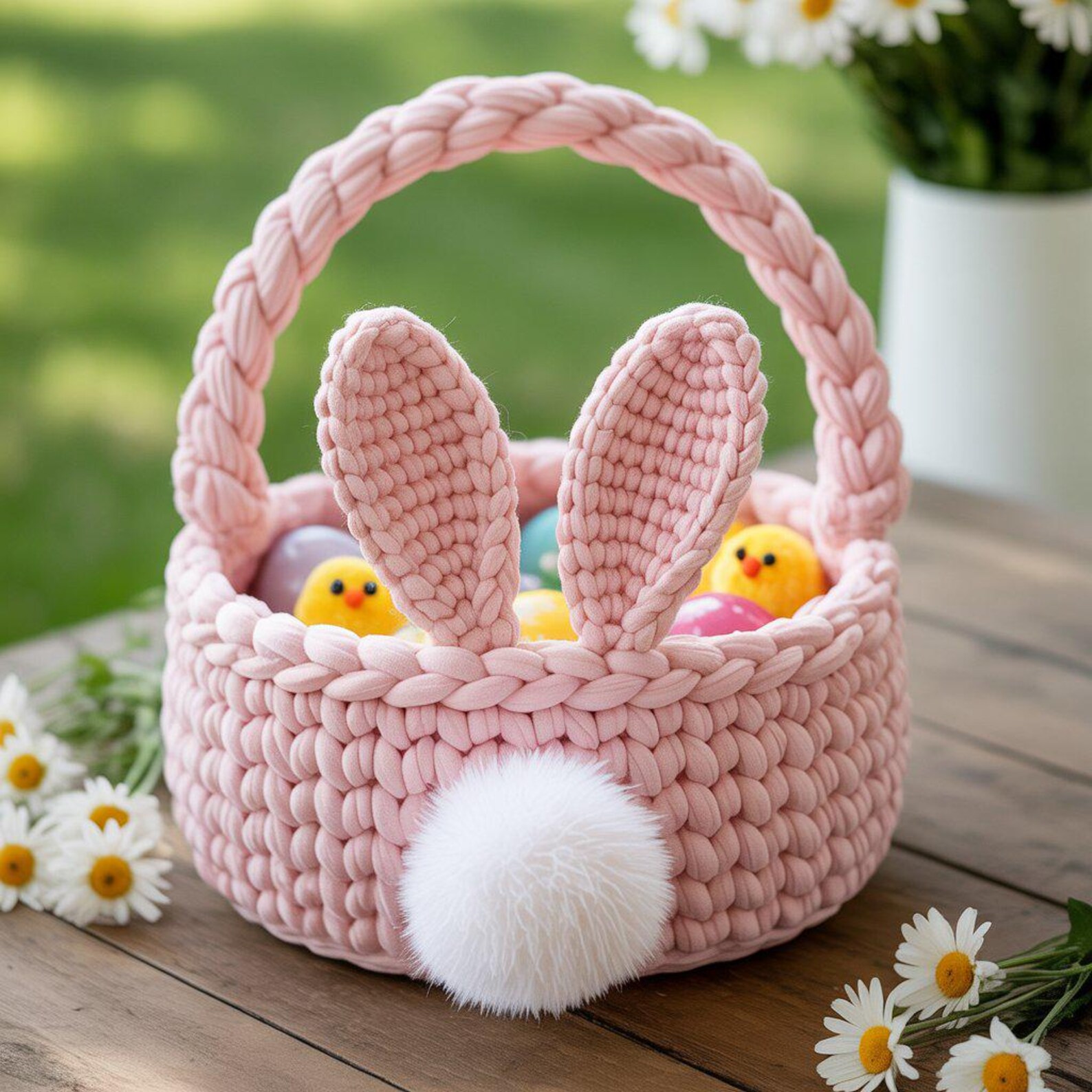 Crochet Easter Bunny Basket Pattern | Chunky Yarn | Easy Beginner ...
