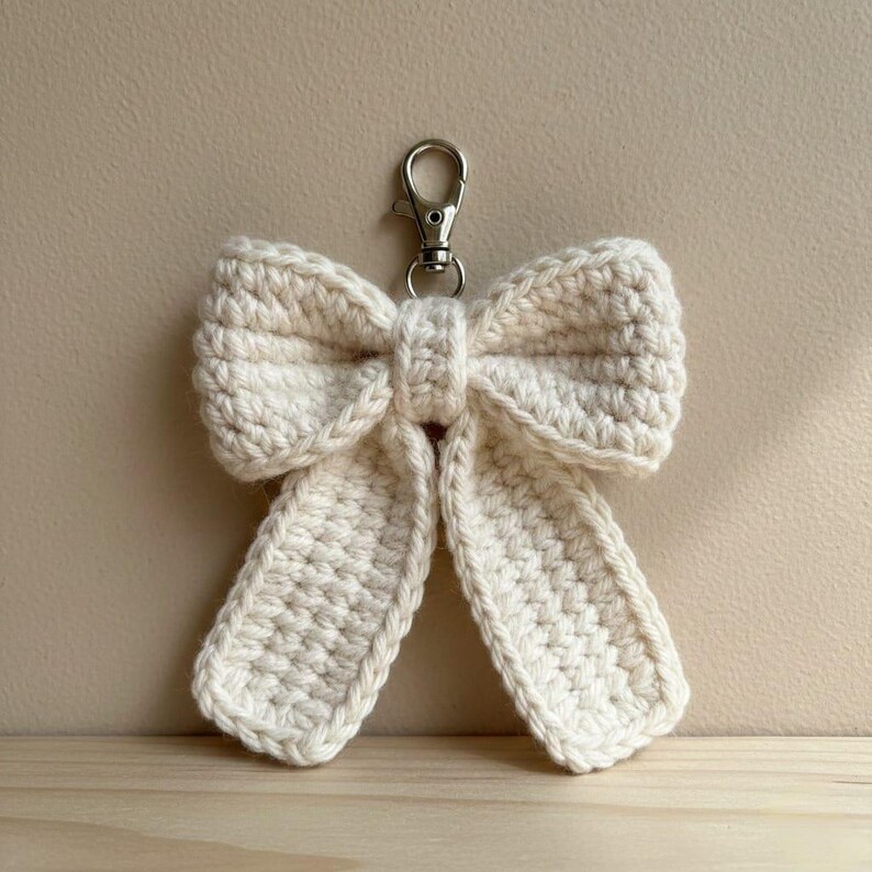 Simple Crochet Ribbon Keychain Crochet Ribbon Bow Keychain Pattern | Easy Amigurumi (PDF) - Etsy