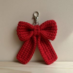 Simple Crochet Ribbon Keychain Crochet Ribbon Bow Keychain Pattern | Easy Amigurumi (PDF) - Etsy