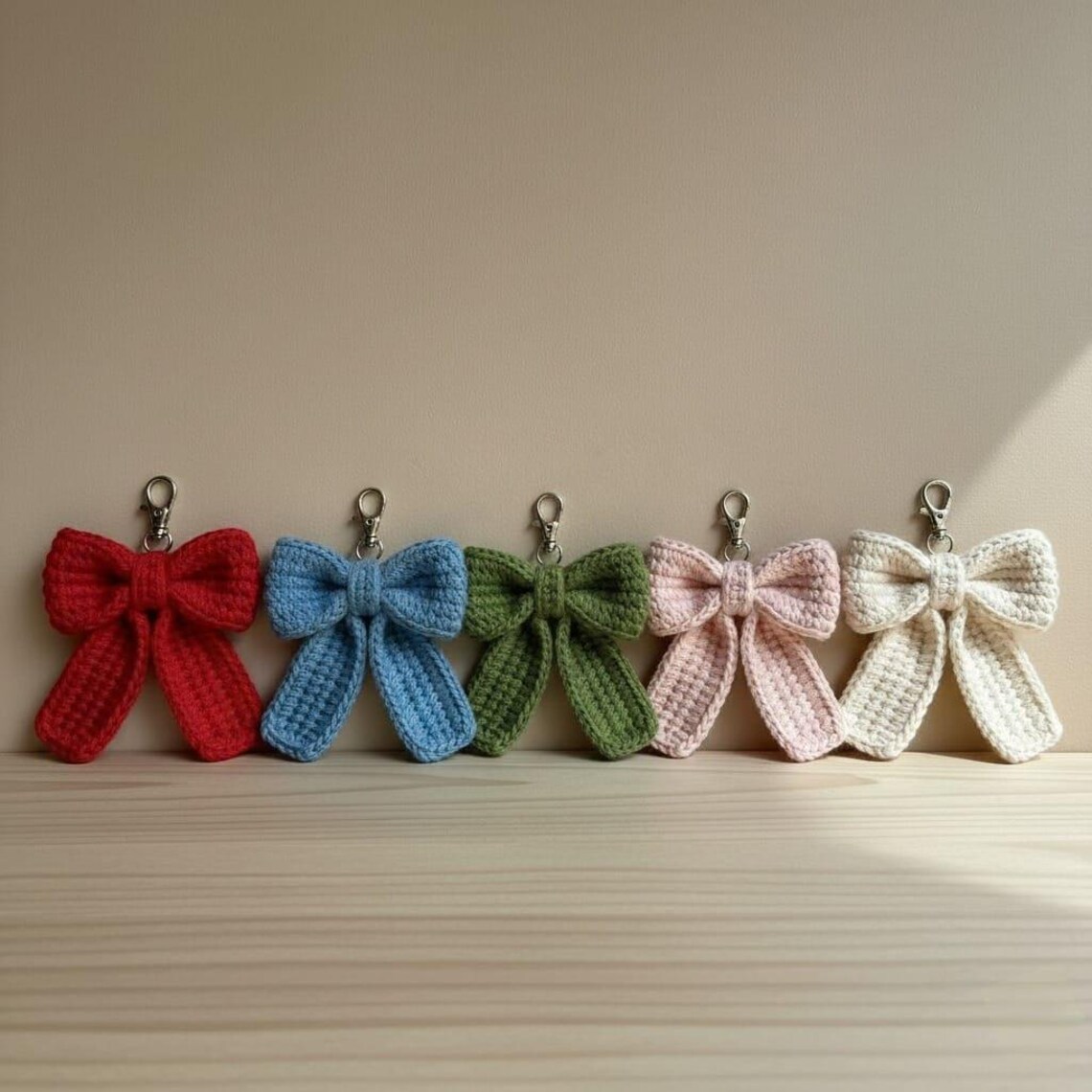 Simple Crochet Ribbon Keychain Crochet Ribbon Bow Keychain Pattern | Easy Amigurumi (PDF) - Etsy