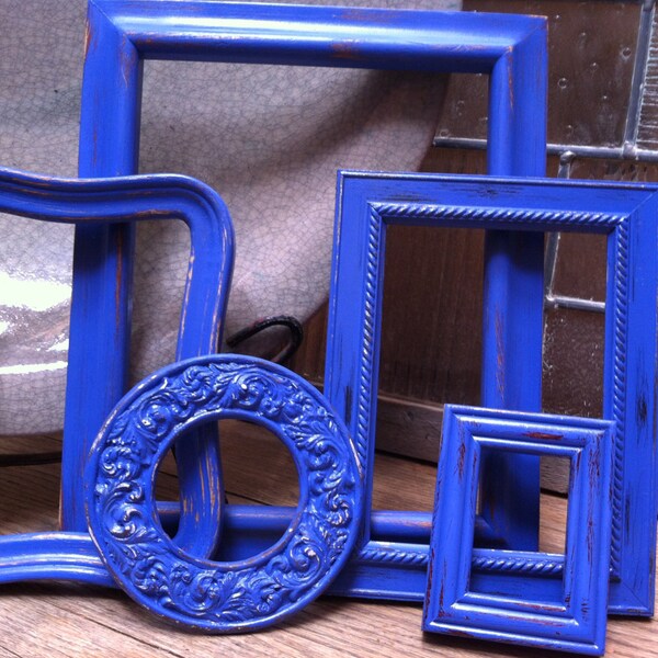 Annata telai telaio aperto collezione Little Boy Blue Decor casa Funky Bright incornicia Upcycled