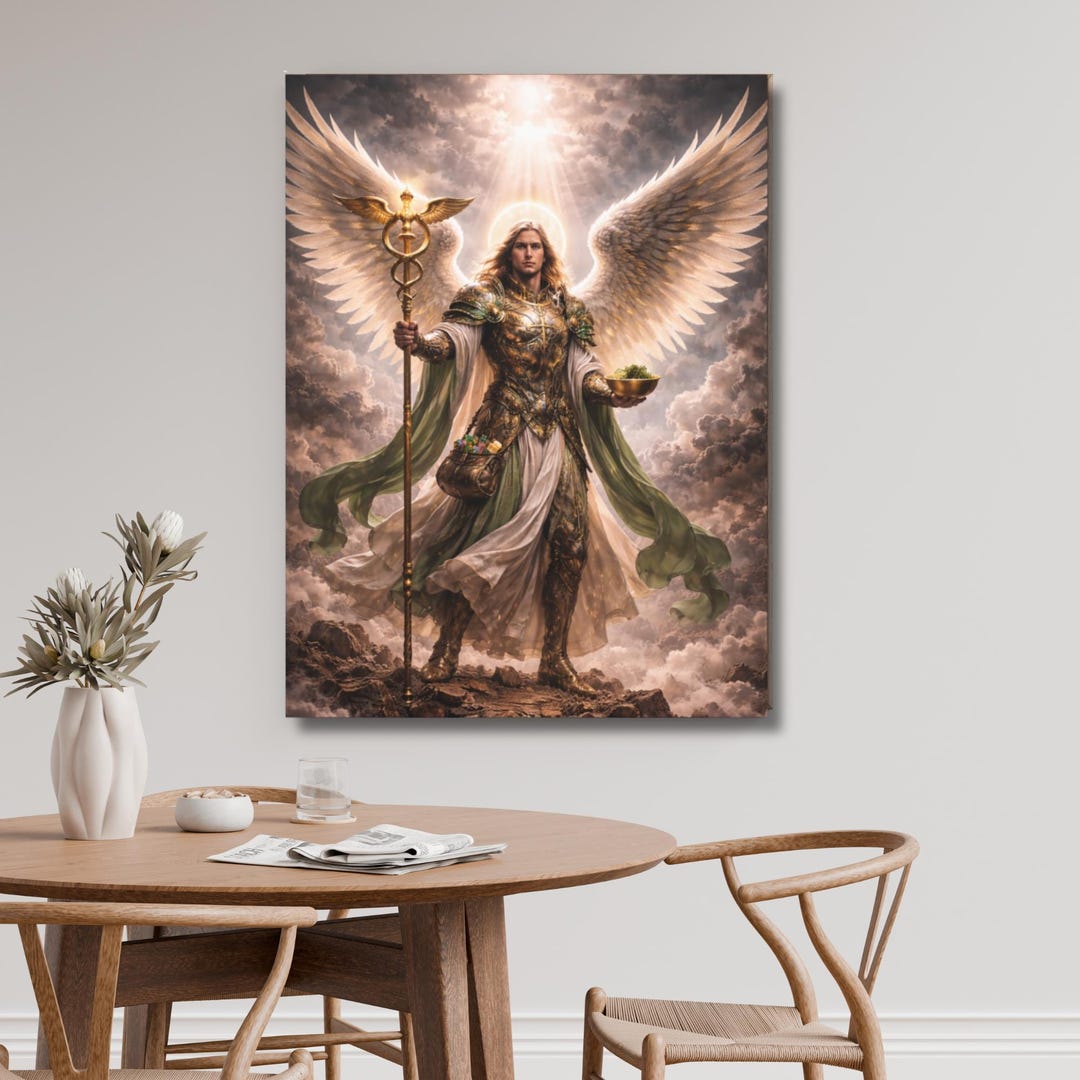 Archangel Raphael Canvas Wall Art, Saint Raphael Angel Decor, Christian ...