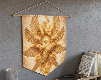 Estandarte de banderines de serafines dorados, decoración bíblica de ángeles para pared, estandarte colgante espiritual cristiano