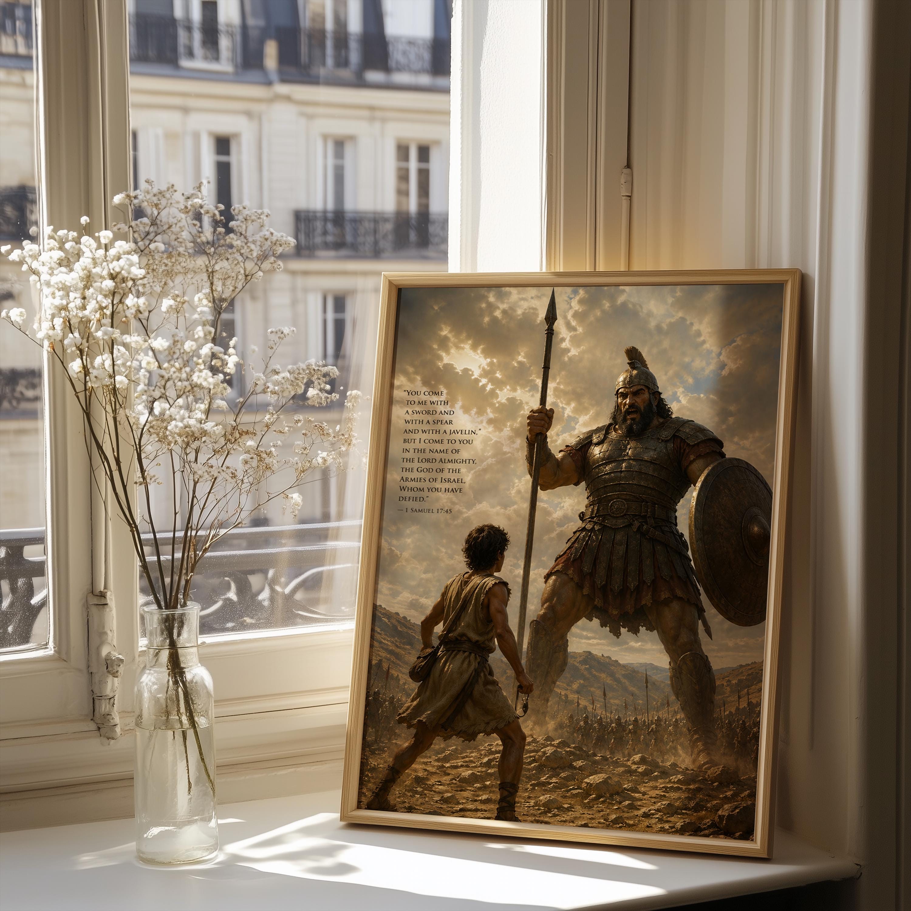 David and Goliath Digital Download Wall Art, Biblical Scripture ...