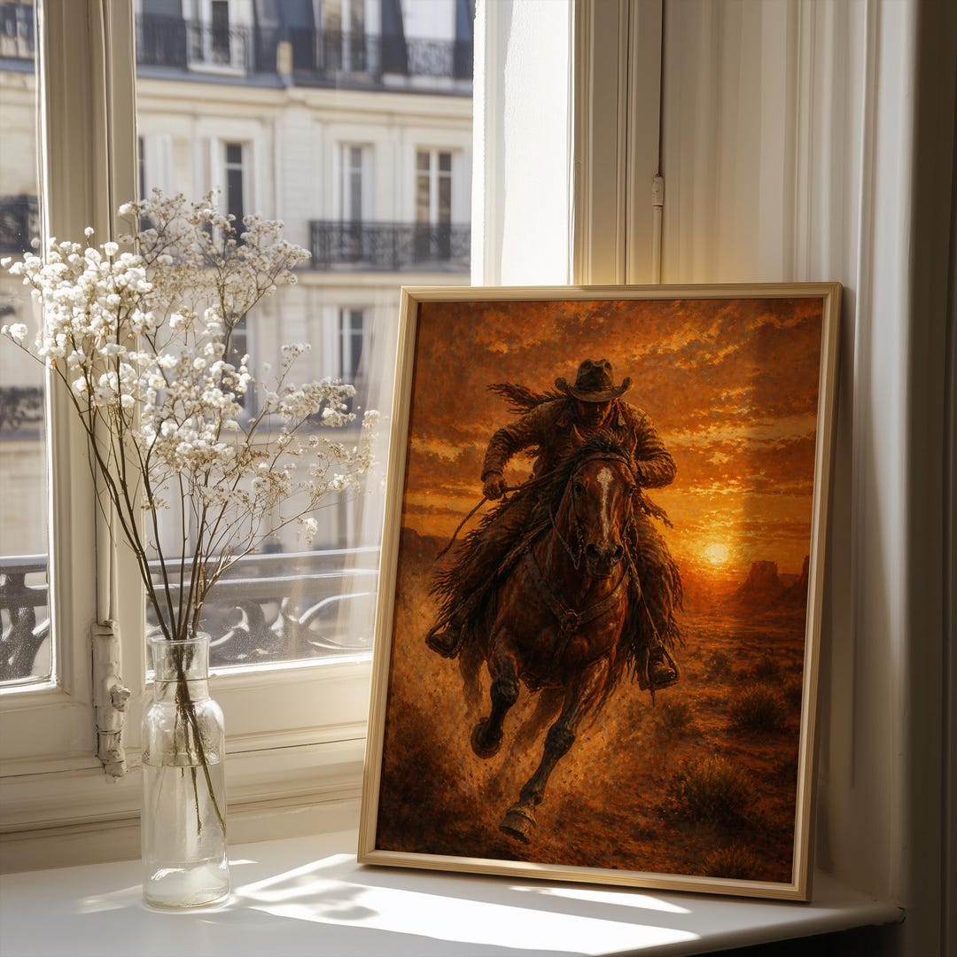 Cowboy Riding Horse Digital Download Wall Art, Western Printable ...