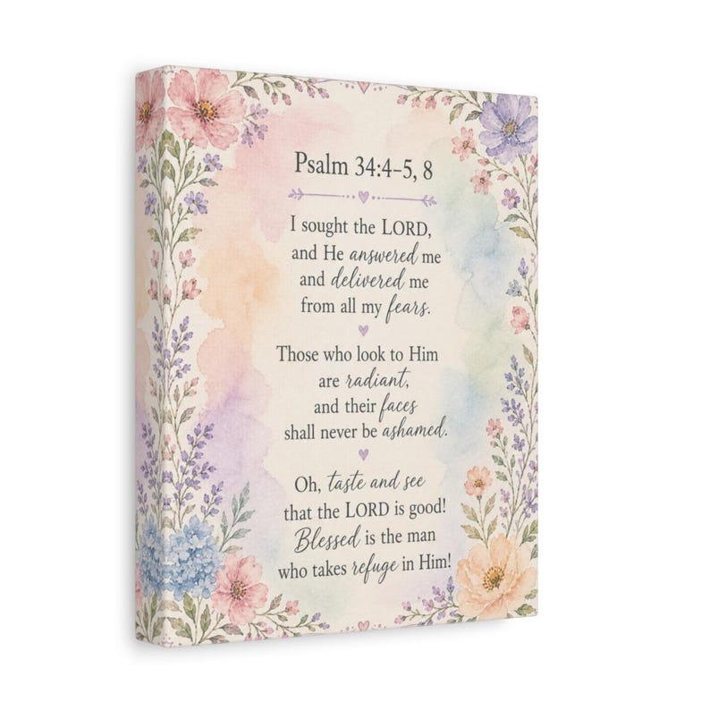 Psalm 34 Bible Verse Canvas Wall Art, Motivational Scripture Decor ...