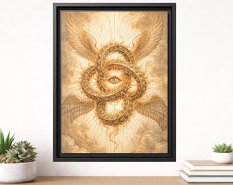 Cuadro en lienzo enmarcado Golden Ophanim, decoración bíblica de ángeles, ángel de la rueda celestial, decoración espiritual cristiana