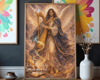 Arte digital descargable del Arcángel Sandalfón, ángel cristiano imprimible, decoración bíblica de pared, impresión de decoración espiritual para el hogar